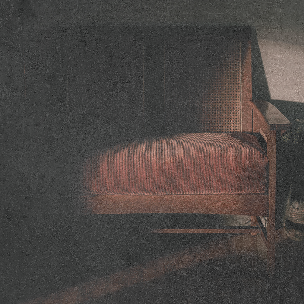 Mauve velvet chair in aged texture